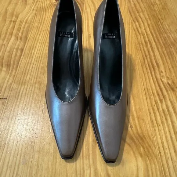 Stuart Weitzman Women's 3&quot; Metallic Bronze Heel Slip On Leather Pump SZ 6.5 AA