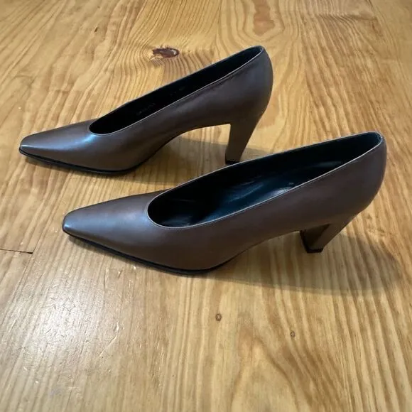 Stuart Weitzman Women's 3&quot; Metallic Bronze Heel Slip On Leather Pump SZ 6.5 AA