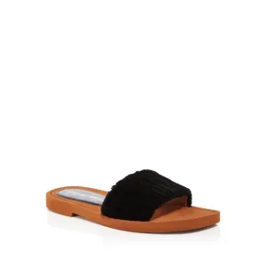 STUART WEITZMAN Womens Black Cammy Block Heel Leather Slide Sandals Shoes 7 B