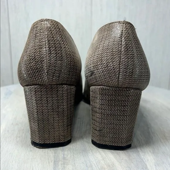 Stuart Weitzman Brown Flats with Textured Fabric