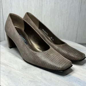 Stuart Weitzman Brown Flats with Textured Fabric