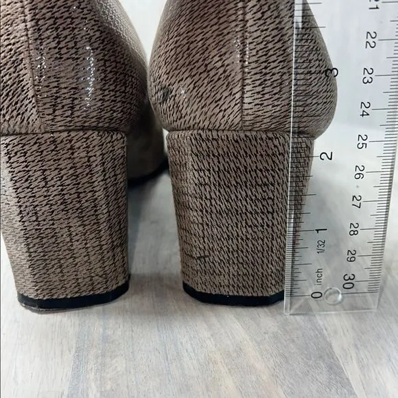 Stuart Weitzman Brown Flats with Textured Fabric