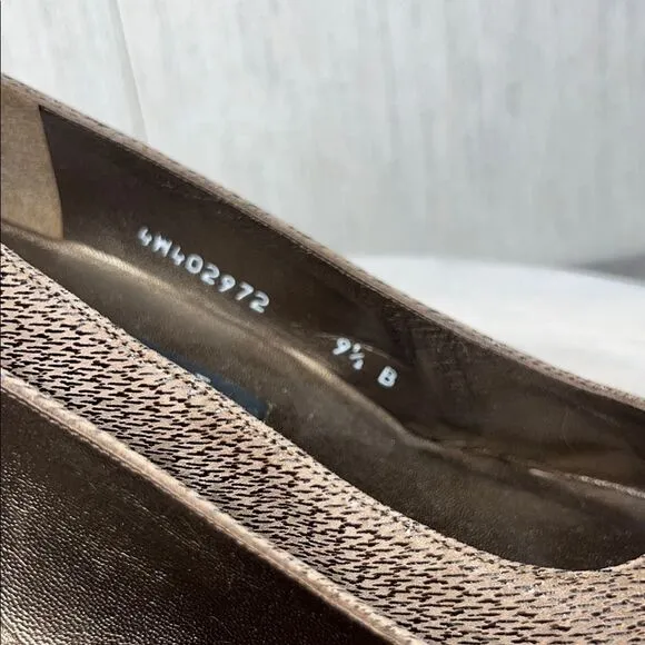 Stuart Weitzman Brown Flats with Textured Fabric