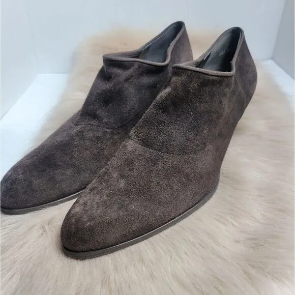 Stuart Weitzman Brown Suede Ankle Bootie Shoes