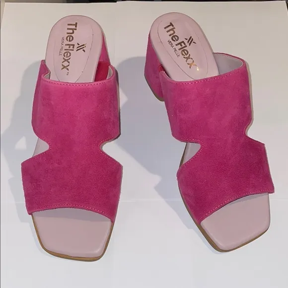 Suede Fuschia Women's Block Heel Sandals Size 8