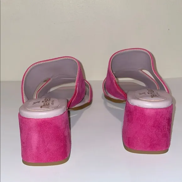 Suede Fuschia Women's Block Heel Sandals Size 8