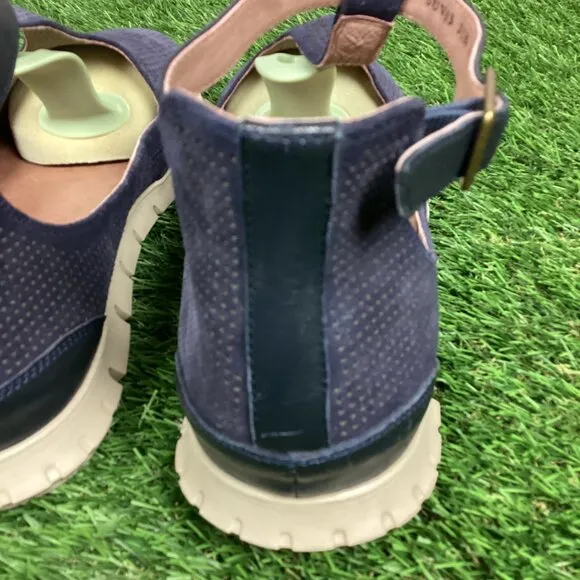 Sundance Mamzelle Lorelei Navy Blue Suede T- Strap Ankle Shoes 41