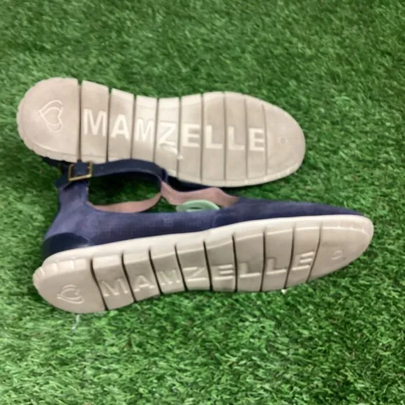 Sundance Mamzelle Lorelei Navy Blue Suede T- Strap Ankle Shoes 41