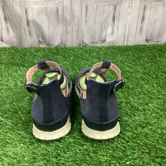 Sundance Mamzelle Lorelei Navy Blue Suede T- Strap Ankle Shoes 41