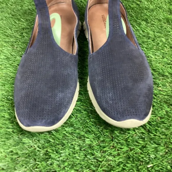 Sundance Mamzelle Lorelei Navy Blue Suede T- Strap Ankle Shoes 41