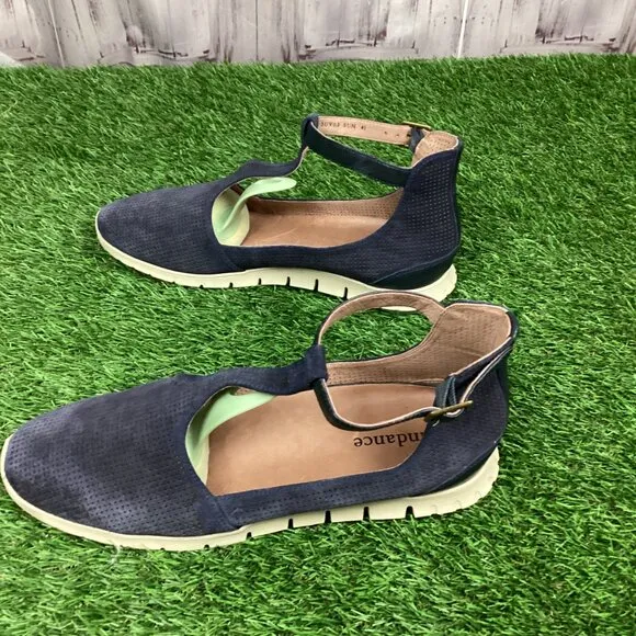Sundance Mamzelle Lorelei Navy Blue Suede T- Strap Ankle Shoes 41