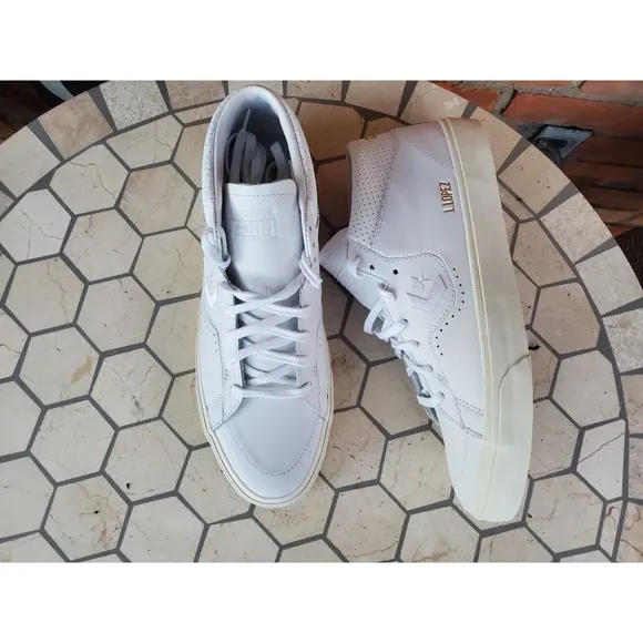 Sz 12 Converse CONS Louie Lopez Pro Mid Shoe Triple White Premium Leather Rare