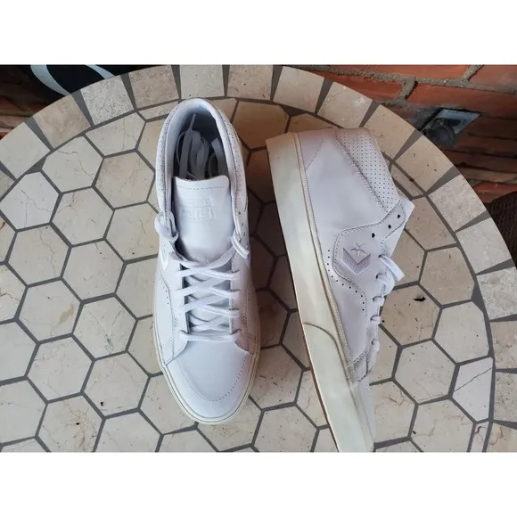 Sz 12 Converse CONS Louie Lopez Pro Mid Shoe Triple White Premium Leather Rare