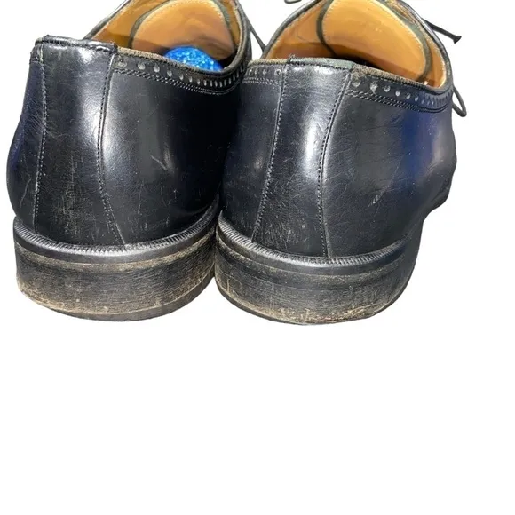 Sz 12 Mezlan Nicola Mens Dress Shoes Black Pebbled Leather Cap Toe Oxford