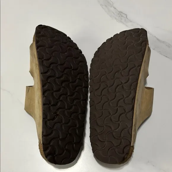 Tan Double Strap Sandals with Buckles