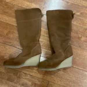 Tan Suede Wedge Winter Boots