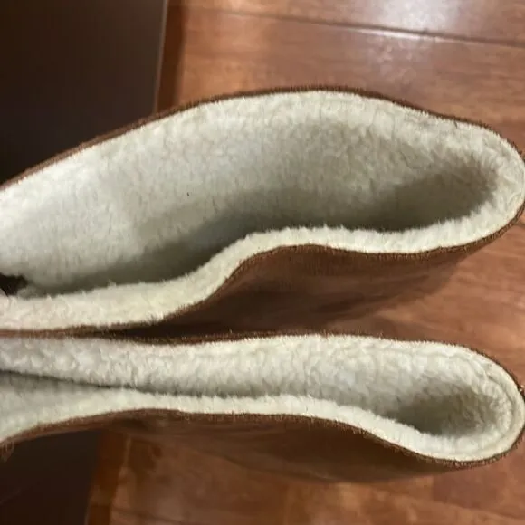 Tan Suede Wedge Winter Boots