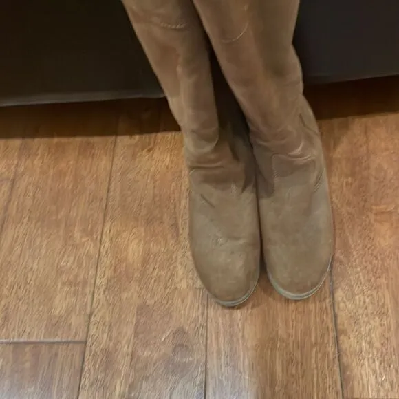 Tan Suede Wedge Winter Boots