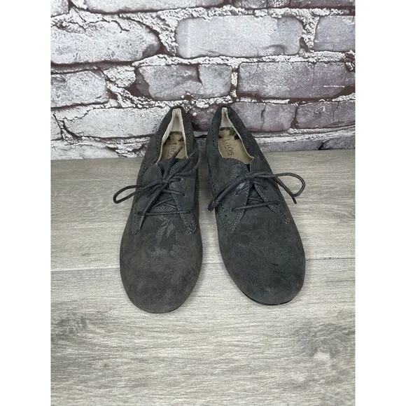 Taos Gray Suede Cobbler Lace Up Oxford Metallic Floral Women’s Sz 7.5M US/38EU