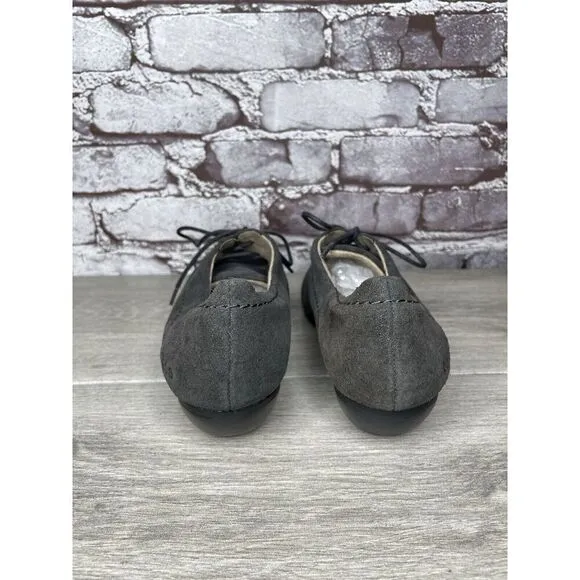 Taos Gray Suede Cobbler Lace Up Oxford Metallic Floral Women’s Sz 7.5M US/38EU