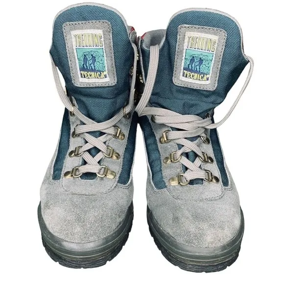 Tecnica Skywalk Trekking Gray Suede Hiking Boots Mens 6 Womens 7 VTG 90s