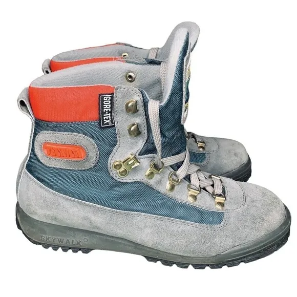 Tecnica Skywalk Trekking Gray Suede Hiking Boots Mens 6 Womens 7 VTG 90s