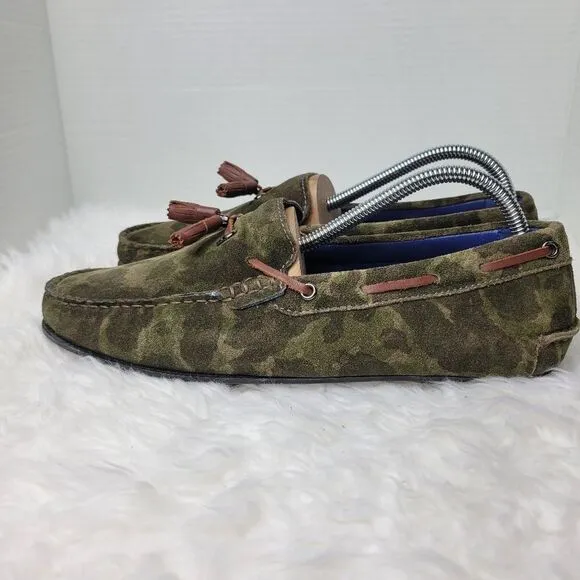 Ted Baker Brently Men's Loafer Size 9 Driving Tassel Loafer Camo Suede Shoes