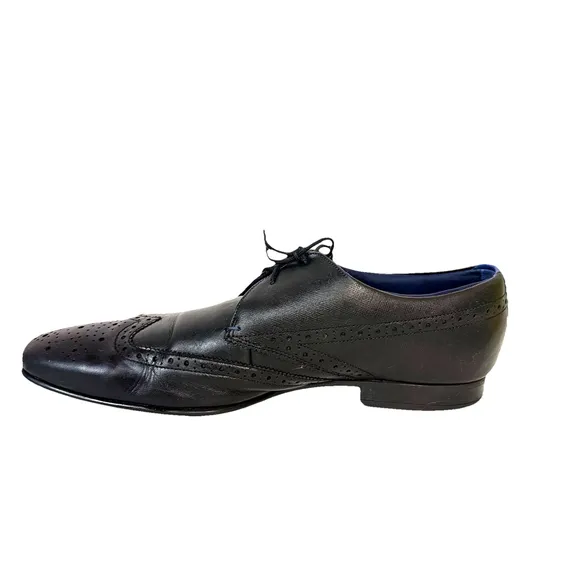 Ted Baker Dervin Designer Men's Black Leather Brogue Derby Formal Shoes