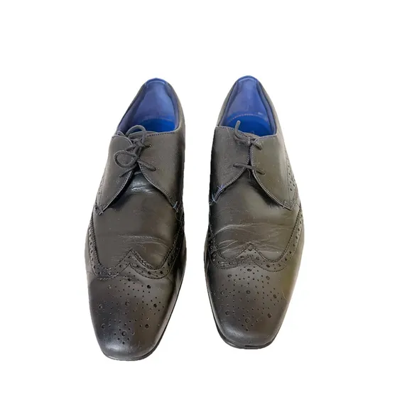 Ted Baker Dervin Designer Men's Black Leather Brogue Derby Formal Shoes