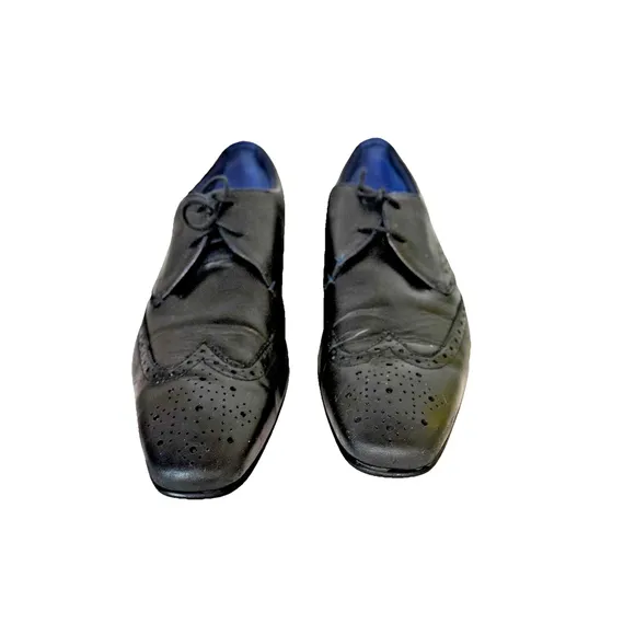 Ted Baker Dervin Designer Men's Black Leather Brogue Derby Formal Shoes