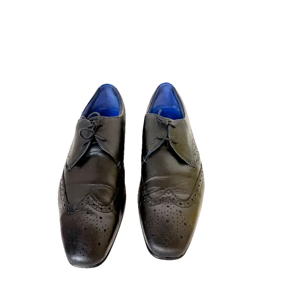 Ted Baker Dervin Designer Men's Black Leather Brogue Derby Formal Shoes