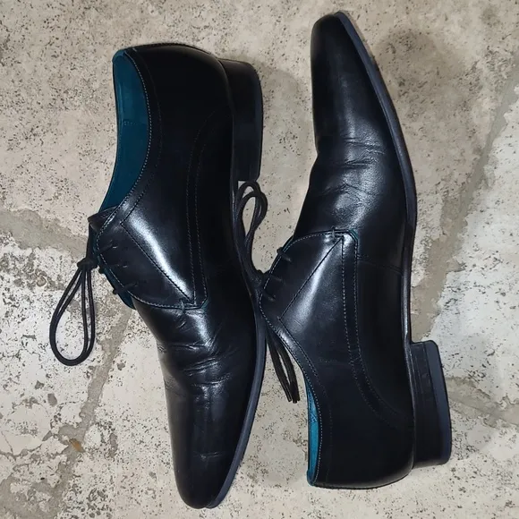 TED BAKER LONDON Bhartli Oxford Black Leather Dress Shoes Size 10.5 Men's