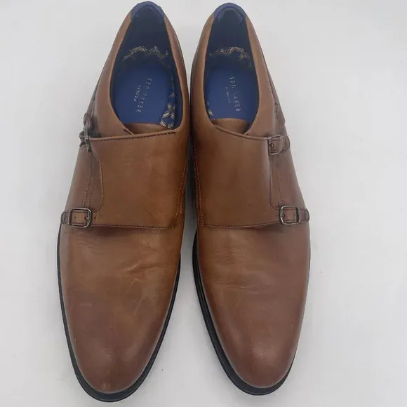 Ted Baker London Mens 10 Shoes‎ Champagne Leather Monk Strap Loafers Cathon EUC