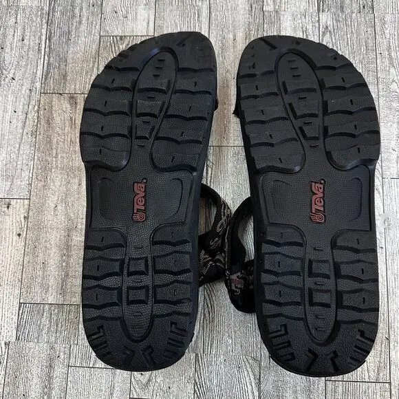 TEVA Terra Sandals 11 Black Hook Loop Strap Water Boat Hiking Flame Outdoor NWT