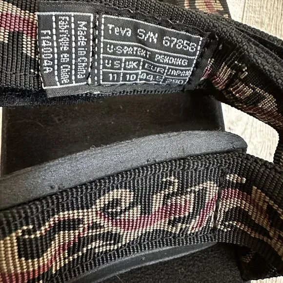 TEVA Terra Sandals 11 Black Hook Loop Strap Water Boat Hiking Flame Outdoor NWT