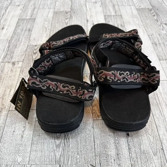 TEVA Terra Sandals 11 Black Hook Loop Strap Water Boat Hiking Flame Outdoor NWT