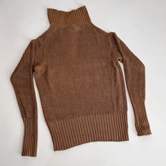 THEORY back collar vneck LS cableknit sweater 11116701 size L