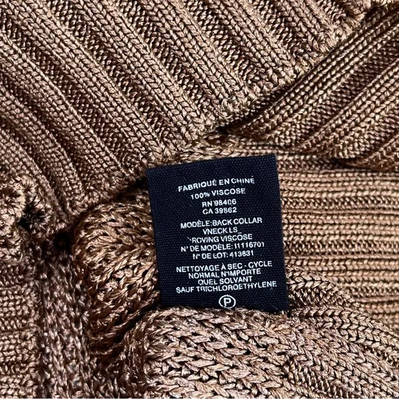 THEORY back collar vneck LS cableknit sweater 11116701 size L
