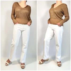 THEORY back collar vneck LS cableknit sweater 11116701 size L
