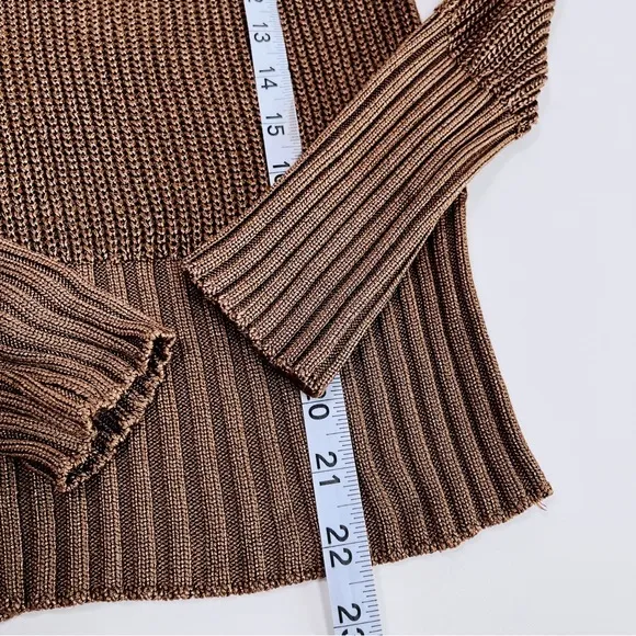 THEORY back collar vneck LS cableknit sweater 11116701 size L