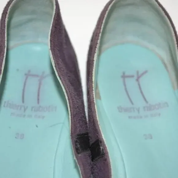 Thierry Rabotin Purple Lilac Soft Suede Leather Loafers Ballet Flats 38 7.5