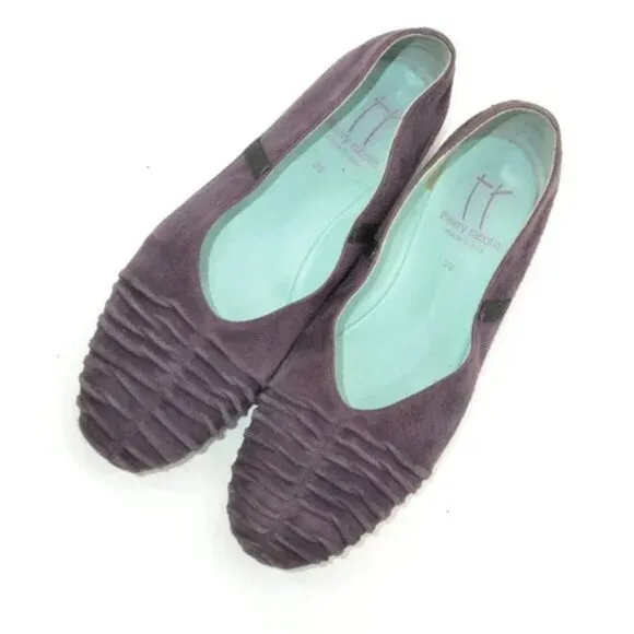 Thierry Rabotin Purple Lilac Soft Suede Leather Loafers Ballet Flats 38 7.5