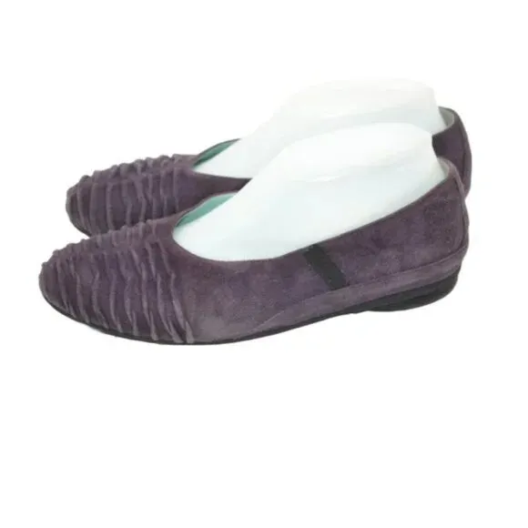 Thierry Rabotin Purple Lilac Soft Suede Leather Loafers Ballet Flats 38 7.5