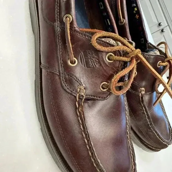 Timberland brown leather lace up boat shoes men’s size 10.5