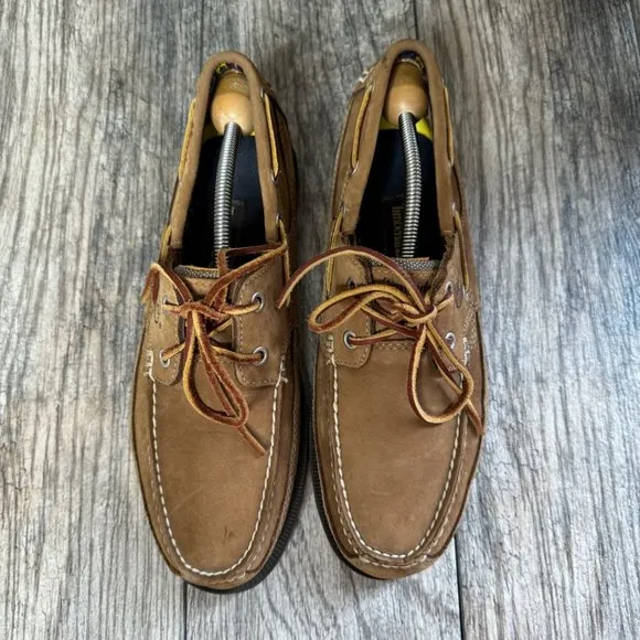TIMBERLAND Khaki Brown Leather Echo Bay Boat Shoes Loafers Men's SIze 8M