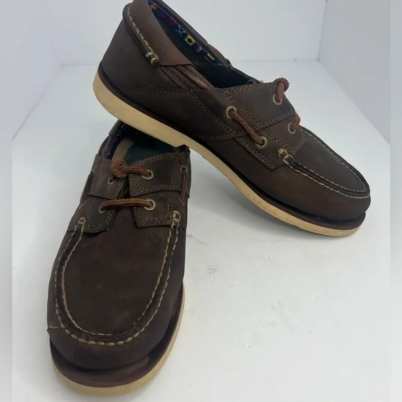 Timberland Men's Classic 2-Eye Boat Shoes Size 9.5M Brown Leather