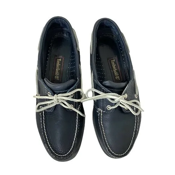 Timberland Men’s Size 9 (M) Classic Boat Shoes‎ 2-Eye Deck Shoes Navy Blue