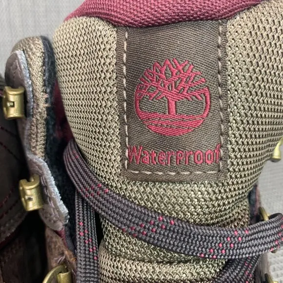 Timberland Norwood Womens Size 9.5M Brown/Red Mid Waterproof Hiking Boots
