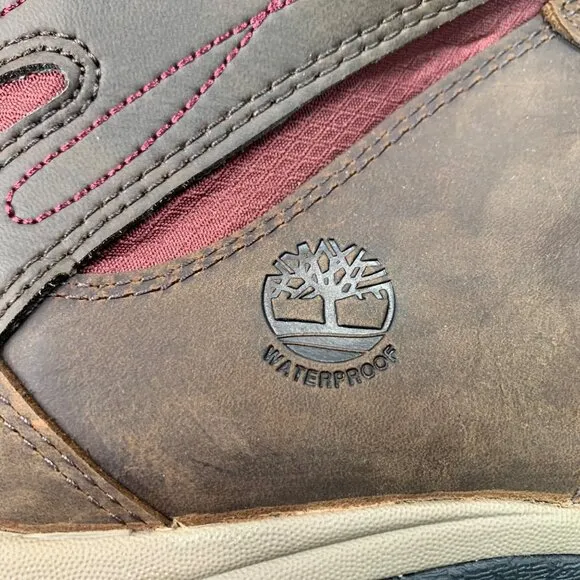 Timberland Norwood Womens Size 9.5M Brown/Red Mid Waterproof Hiking Boots