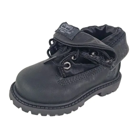 Timberland Roll Top Hex TODDLER Boots Waterproof Black Leather